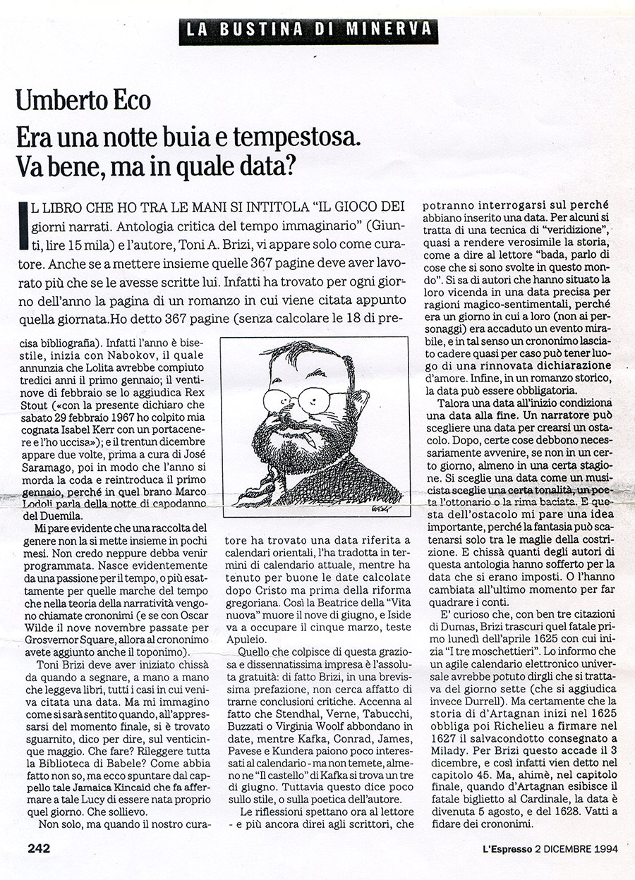 Umberto Eco il gioco dei giorni narrati
